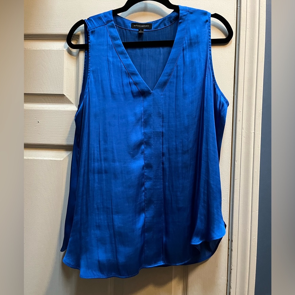 Banana Republic Satin Tank Top in Sapphire Blue